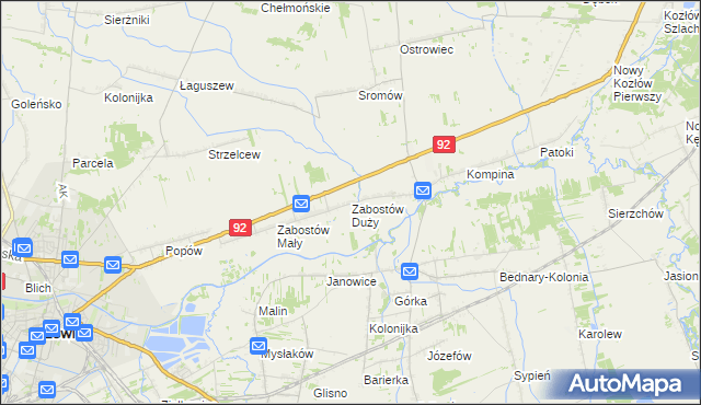 mapa Zabostów Duży, Zabostów Duży na mapie Targeo