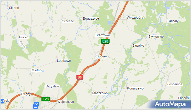 mapa Żabowo gmina Nowogard, Żabowo gmina Nowogard na mapie Targeo