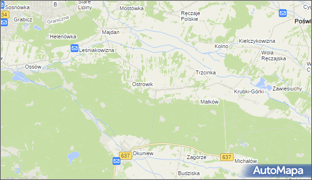 mapa Zabraniec, Zabraniec na mapie Targeo