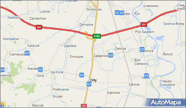 mapa Zadąbrowie gmina Orły, Zadąbrowie gmina Orły na mapie Targeo