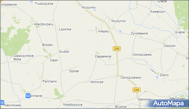 mapa Zagajewice gmina Dąbrowa Biskupia, Zagajewice gmina Dąbrowa Biskupia na mapie Targeo
