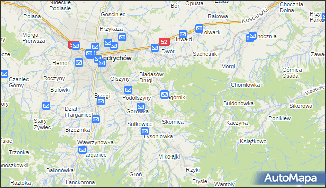 mapa Zagórnik gmina Andrychów, Zagórnik gmina Andrychów na mapie Targeo