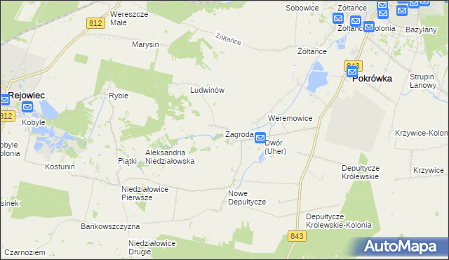 mapa Zagroda gmina Chełm, Zagroda gmina Chełm na mapie Targeo