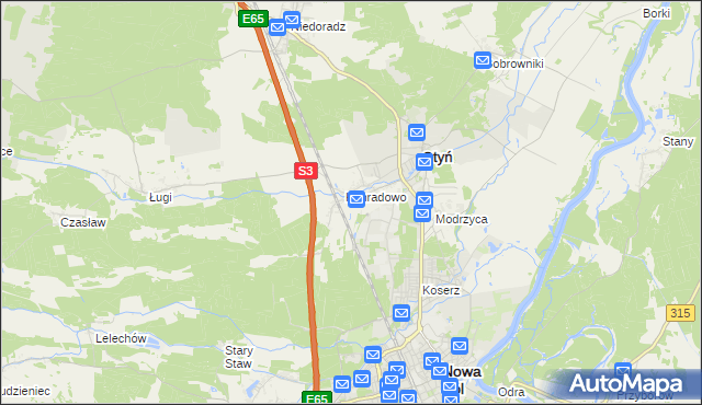 mapa Zakęcie, Zakęcie na mapie Targeo