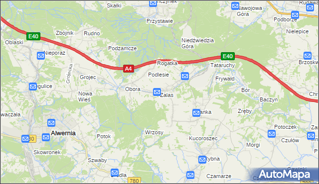 mapa Zalas gmina Krzeszowice, Zalas gmina Krzeszowice na mapie Targeo