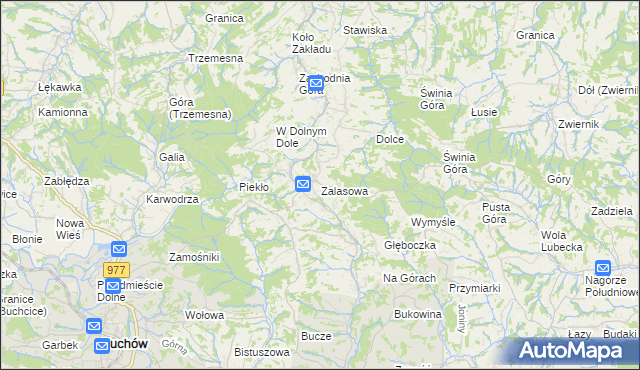 mapa Zalasowa, Zalasowa na mapie Targeo