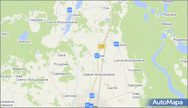 mapa Zalesie gmina Brusy, Zalesie gmina Brusy na mapie Targeo