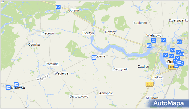 mapa Zalesie gmina Złotów, Zalesie gmina Złotów na mapie Targeo