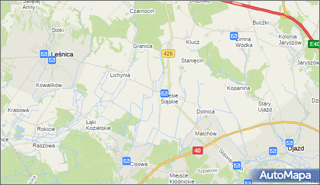 mapa Zalesie Śląskie, Zalesie Śląskie na mapie Targeo