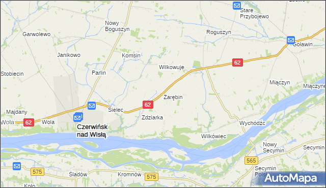 mapa Zarębin, Zarębin na mapie Targeo