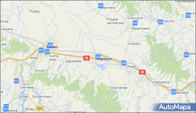 mapa Zarszyn, Zarszyn na mapie Targeo