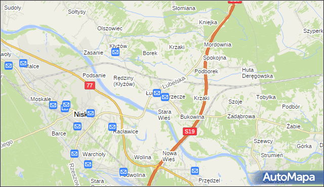 mapa Zarzecze gmina Nisko, Zarzecze gmina Nisko na mapie Targeo