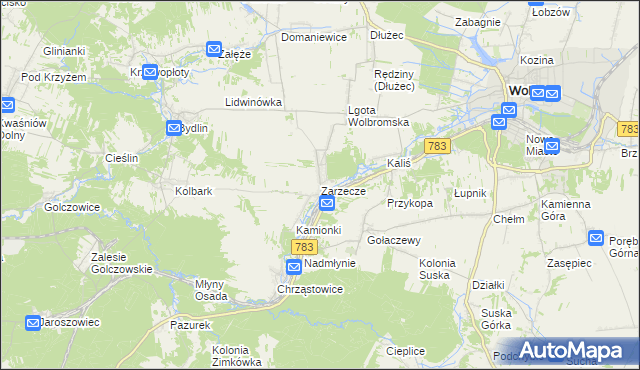 mapa Zarzecze gmina Wolbrom, Zarzecze gmina Wolbrom na mapie Targeo