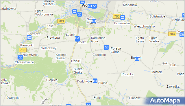 mapa Zasępiec, Zasępiec na mapie Targeo