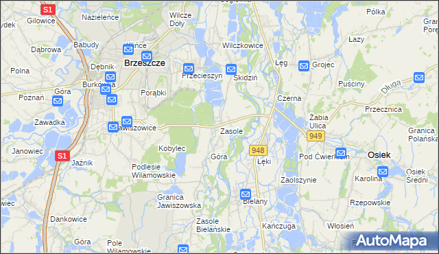 mapa Zasole, Zasole na mapie Targeo