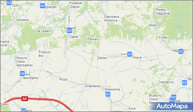 mapa Zasów, Zasów na mapie Targeo