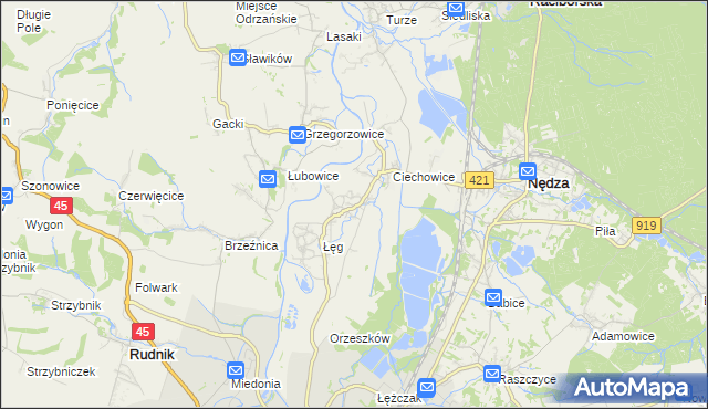 mapa Zawada Książęca, Zawada Książęca na mapie Targeo