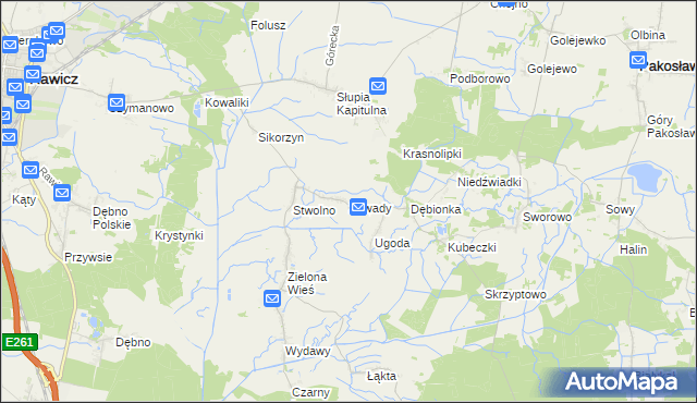 mapa Zawady gmina Rawicz, Zawady gmina Rawicz na mapie Targeo
