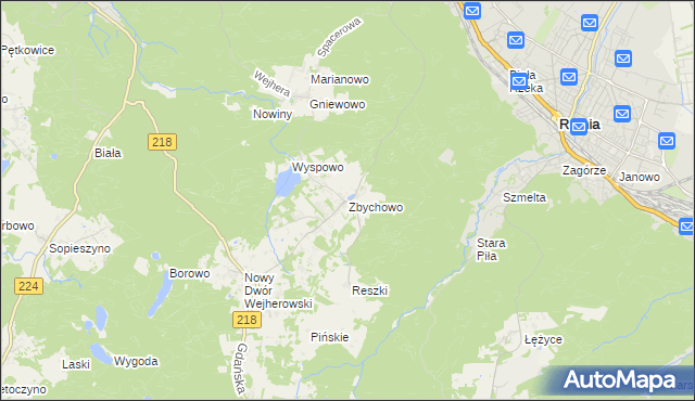 mapa Zbychowo, Zbychowo na mapie Targeo