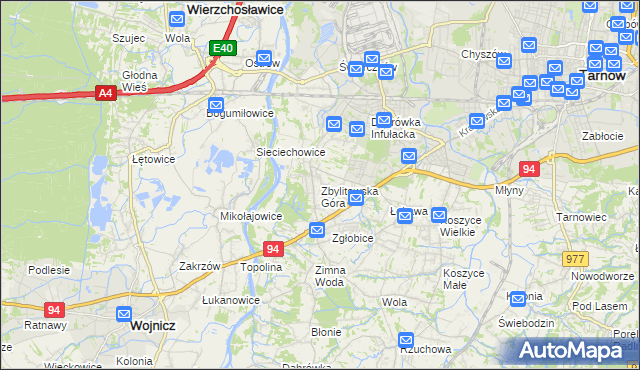 mapa Zbylitowska Góra, Zbylitowska Góra na mapie Targeo