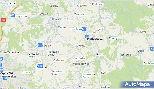 mapa Żdżary gmina Radgoszcz, Żdżary gmina Radgoszcz na mapie Targeo