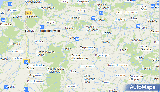 mapa Zegartowice gmina Raciechowice, Zegartowice gmina Raciechowice na mapie Targeo