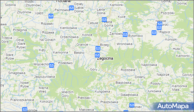 mapa Żegocina, Żegocina na mapie Targeo