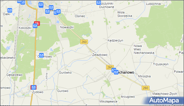 mapa Żelazkowo gmina Niechanowo, Żelazkowo gmina Niechanowo na mapie Targeo