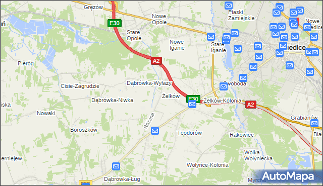 mapa Żelków, Żelków na mapie Targeo
