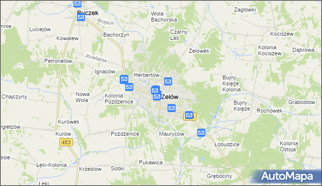 mapa Zelów, Zelów na mapie Targeo