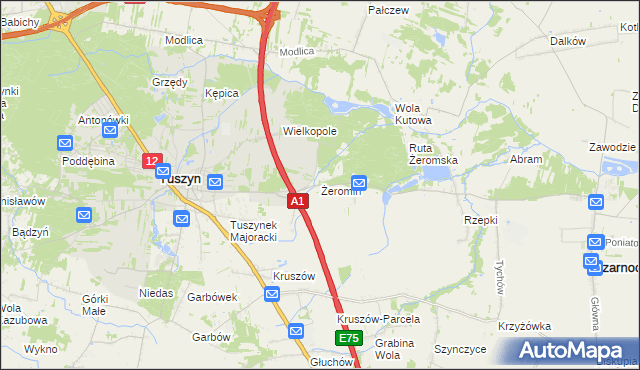 mapa Żeromin gmina Tuszyn, Żeromin gmina Tuszyn na mapie Targeo