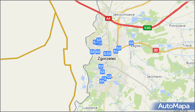 mapa Zgorzelec, Zgorzelec na mapie Targeo