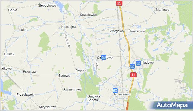 mapa Zielątkowo gmina Suchy Las, Zielątkowo gmina Suchy Las na mapie Targeo