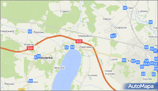 mapa Zieleniewo gmina Kobylanka, Zieleniewo gmina Kobylanka na mapie Targeo