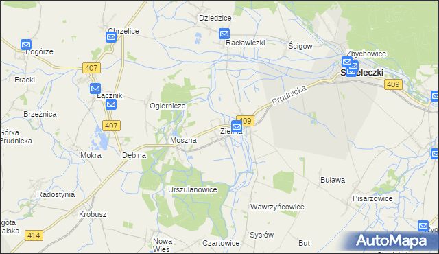 mapa Zielina, Zielina na mapie Targeo