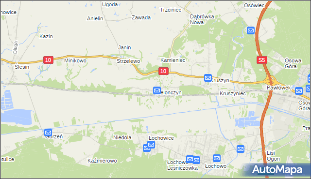 mapa Zielonczyn gmina Sicienko, Zielonczyn gmina Sicienko na mapie Targeo