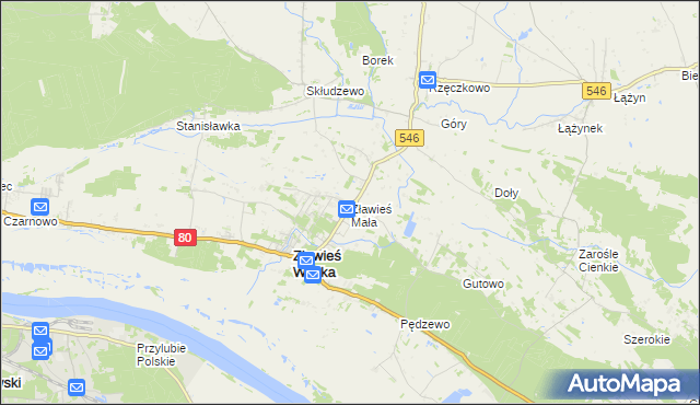 mapa Zławieś Mała, Zławieś Mała na mapie Targeo