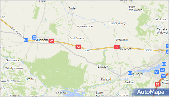 mapa Złota gmina Głuchów, Złota gmina Głuchów na mapie Targeo