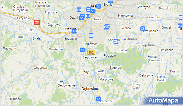 mapa Żółków gmina Jasło, Żółków gmina Jasło na mapie Targeo