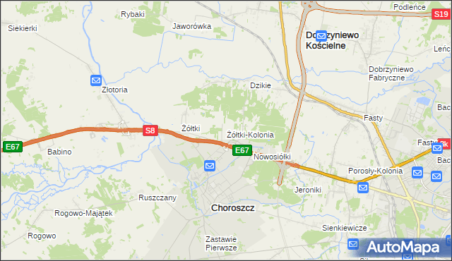 mapa Żółtki-Kolonia, Żółtki-Kolonia na mapie Targeo