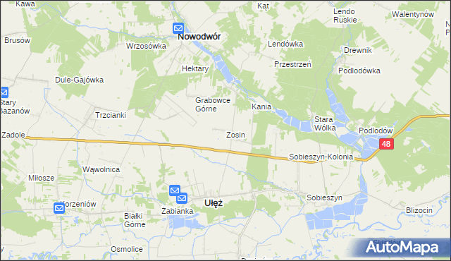 mapa Zosin gmina Ułęż, Zosin gmina Ułęż na mapie Targeo
