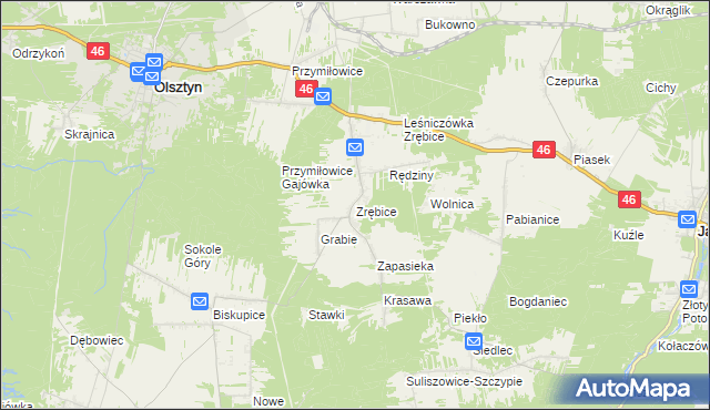 mapa Zrębice, Zrębice na mapie Targeo