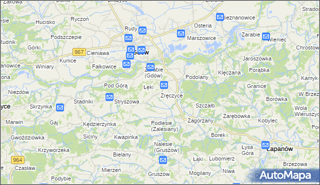 mapa Zręczyce, Zręczyce na mapie Targeo