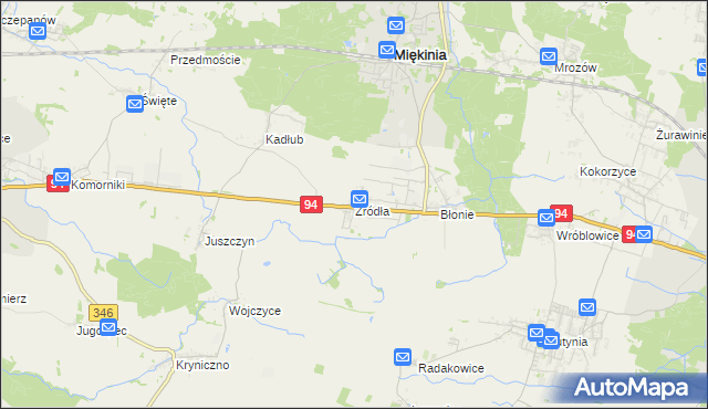 mapa Źródła gmina Miękinia, Źródła gmina Miękinia na mapie Targeo