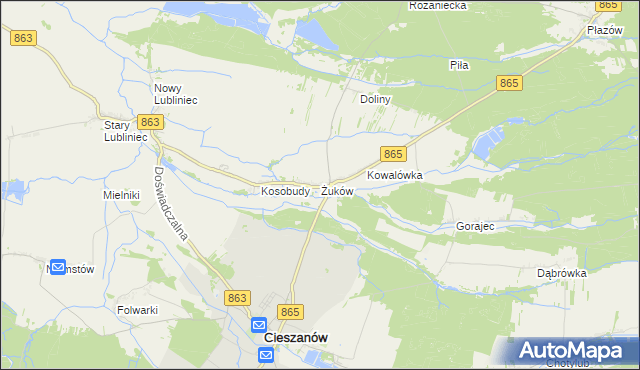 mapa Żuków gmina Cieszanów, Żuków gmina Cieszanów na mapie Targeo