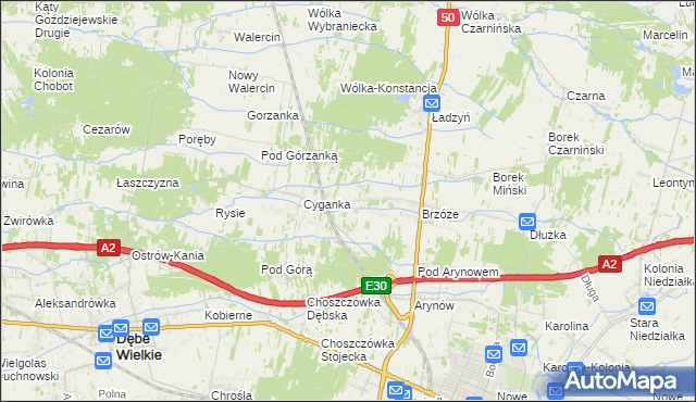 mapa Żuków gmina Mińsk Mazowiecki, Żuków gmina Mińsk Mazowiecki na mapie Targeo