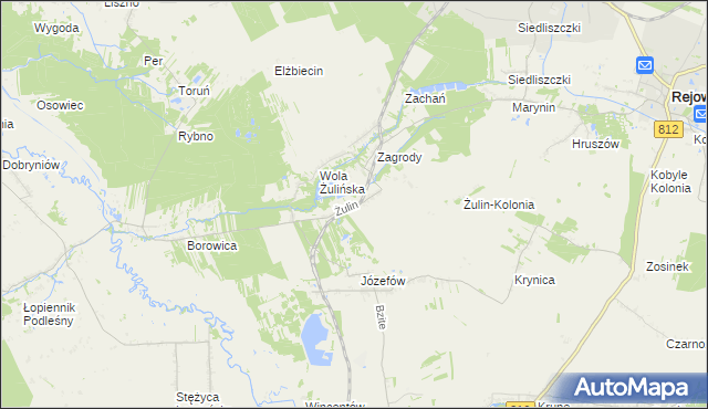 mapa Żulin gmina Łopiennik Górny, Żulin gmina Łopiennik Górny na mapie Targeo