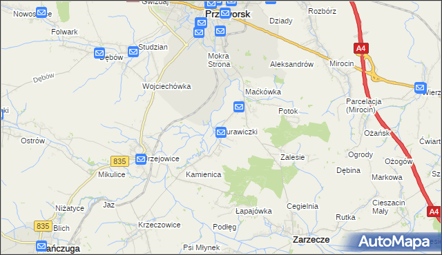 mapa Żurawiczki, Żurawiczki na mapie Targeo
