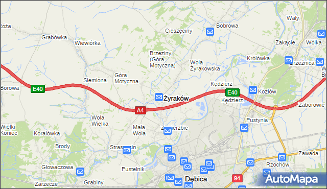 mapa Żyraków, Żyraków na mapie Targeo