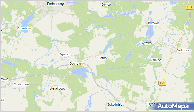mapa Błotno gmina Dobrzany, Błotno gmina Dobrzany na mapie Targeo